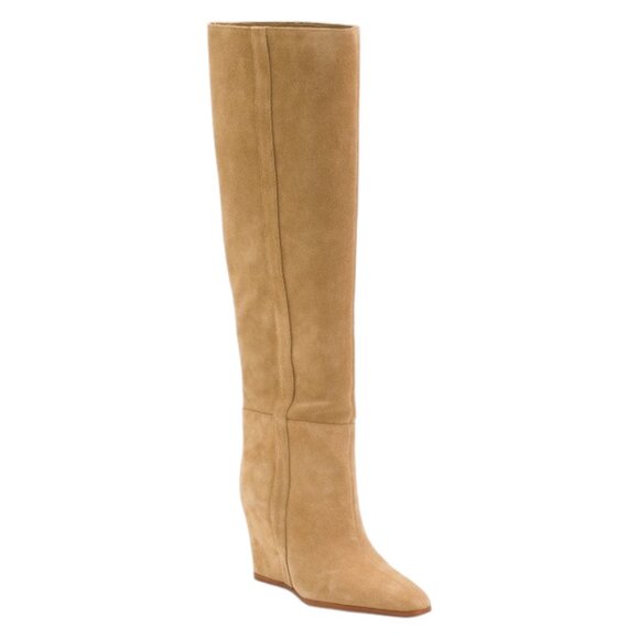 VINCE CAMUTO Suede Tiasie Knee High Wedge Boots - Picture 1 of 3